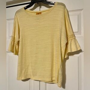 Ruby Rd. Yellow Textured Ruffle Sleeve Top – Size Petite Medium